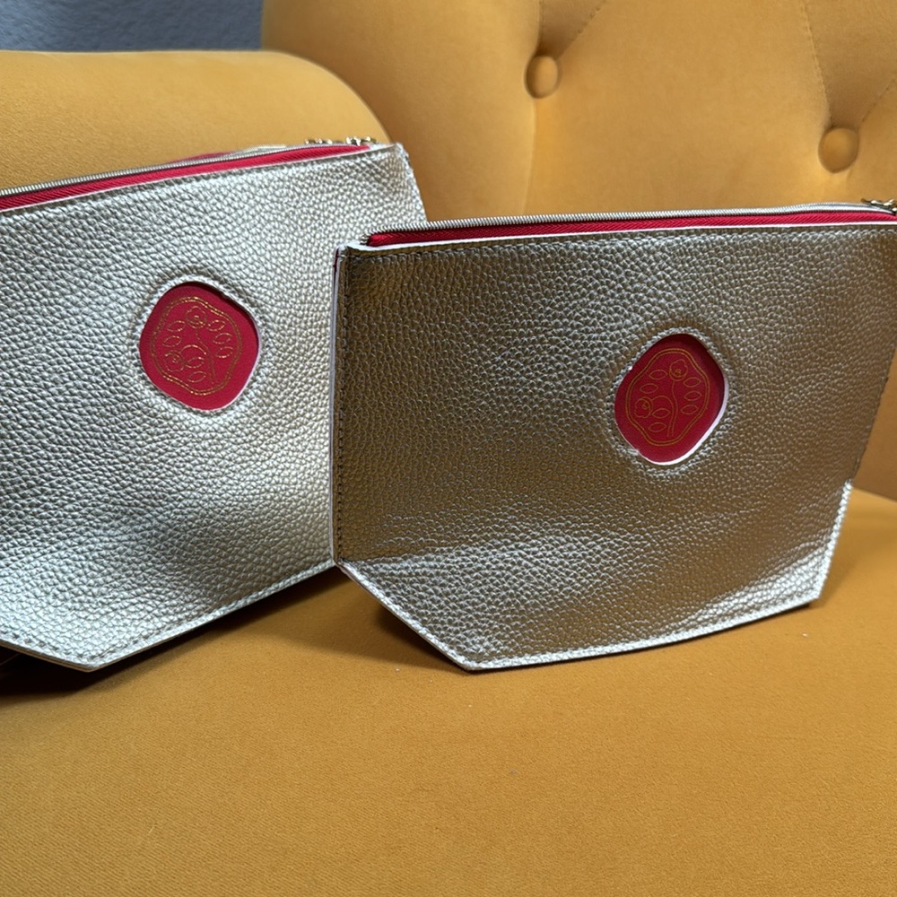 3 pcs.  Shiseido Gold & Red Makeup Pouch - Picture 7 of 7